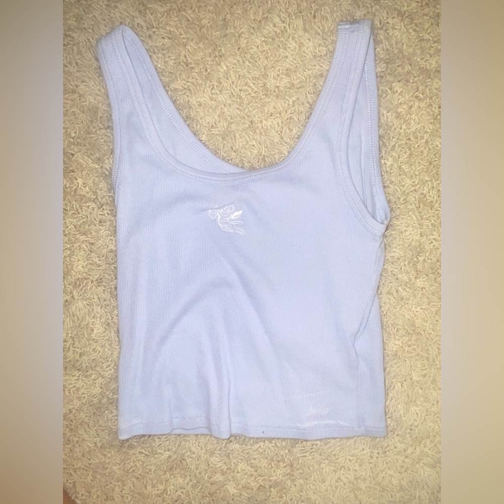 Tank top with white embroidered angel, XS, blue, Garage